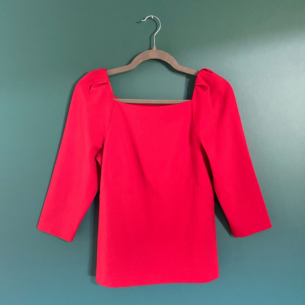 Ann Taylor Elegant Red Women's Top Cap Sleeve Business Casual Valentines Day